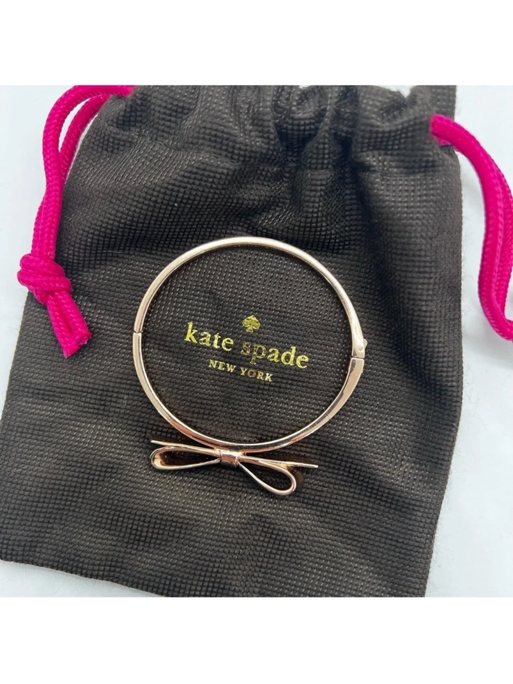 kate spade Rose Gold Bow Bangle Bracelet with dust bag.